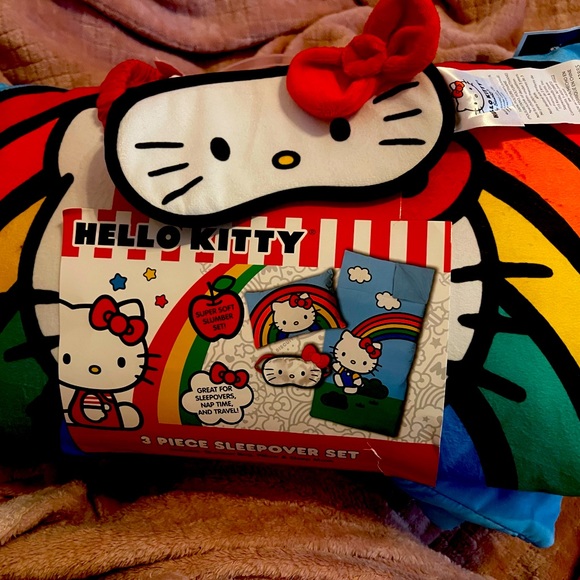 Hello Kitty Other - Hello kitty blanket pillow and eye cover .